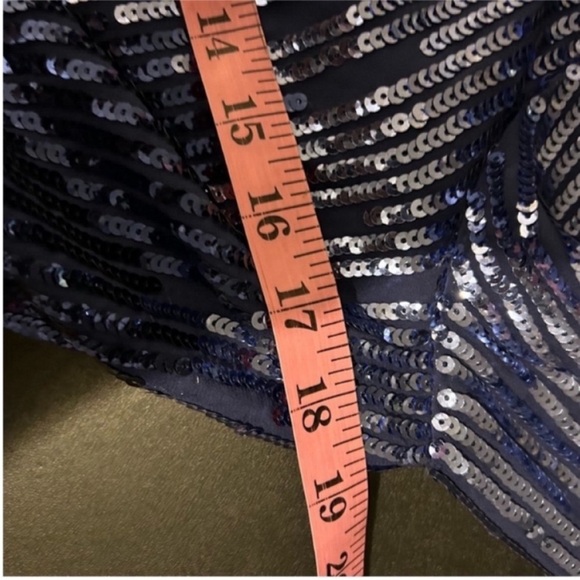 RIXO London Bradshaw Sequin beaded Dress One Sleeve Ombre Blue Metallic 8 NWT - Picture 11 of 11